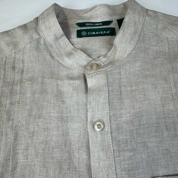 Cubavera Shirt Men Medium Off White 100%‎ Linen Classic Solid Relax Beach Summer - Picture 5 of 14